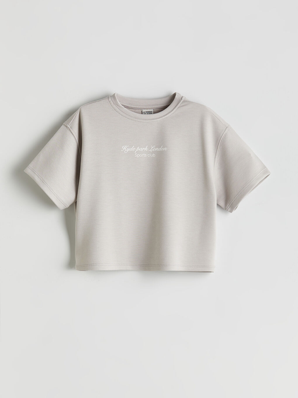 Gri Bisiklet Yaka Soft Touch Kız Çocuk Tişört