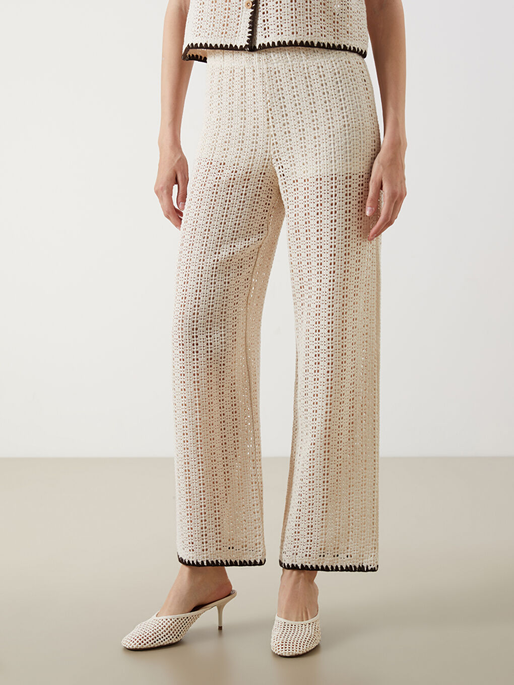 Elasticated Waist Hole-Knitted Women's Trousers -S5O586Z8-R9J