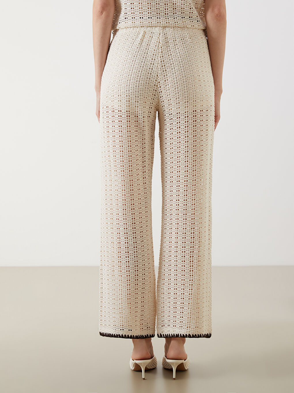 Elasticated Waist Hole-Knitted Women's Trousers -S5O586Z8-R9J