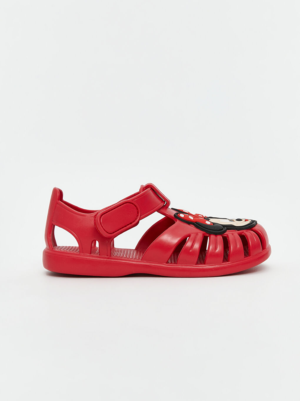Kırmızı Minnie Mouse Baskılı Kız Bebek Plaj Sandaleti-1