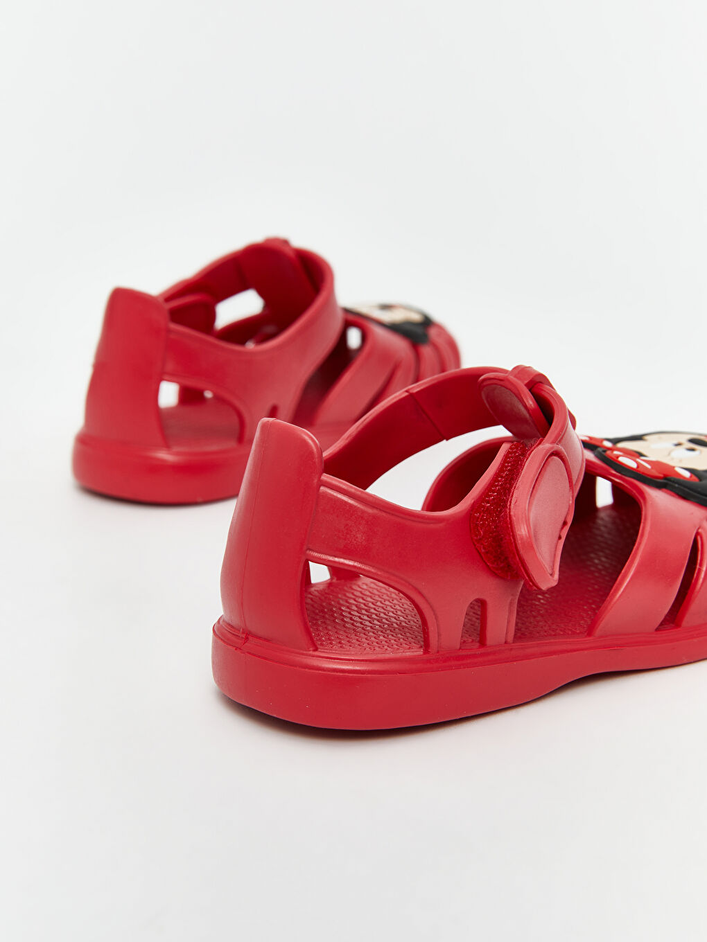 Kırmızı Minnie Mouse Baskılı Kız Bebek Plaj Sandaleti-4