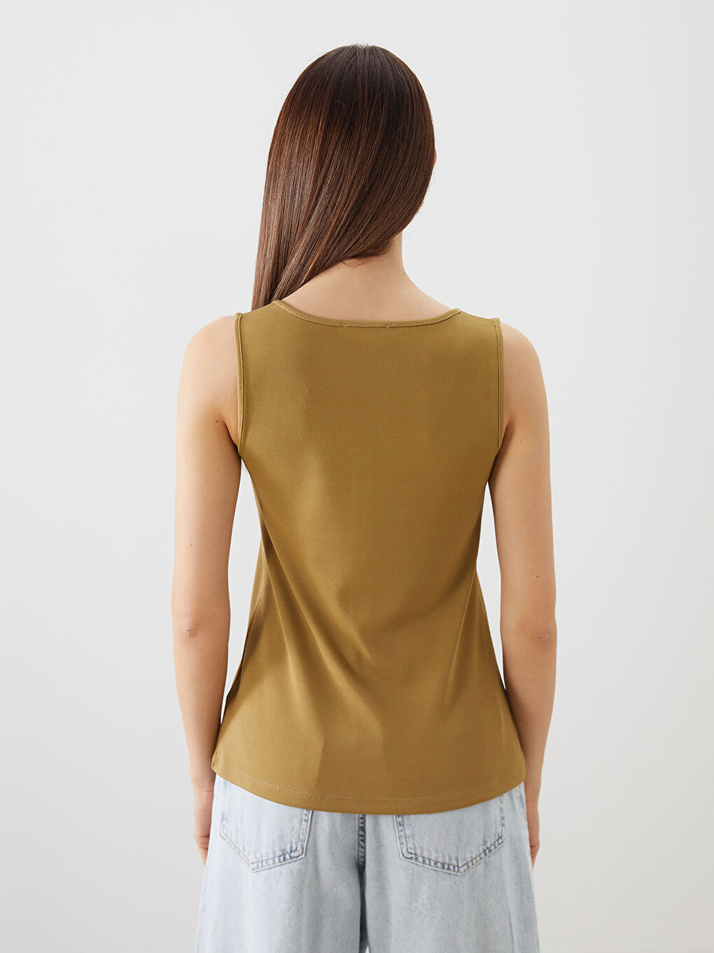 Sarı U Yaka Dokulu Bluz-3