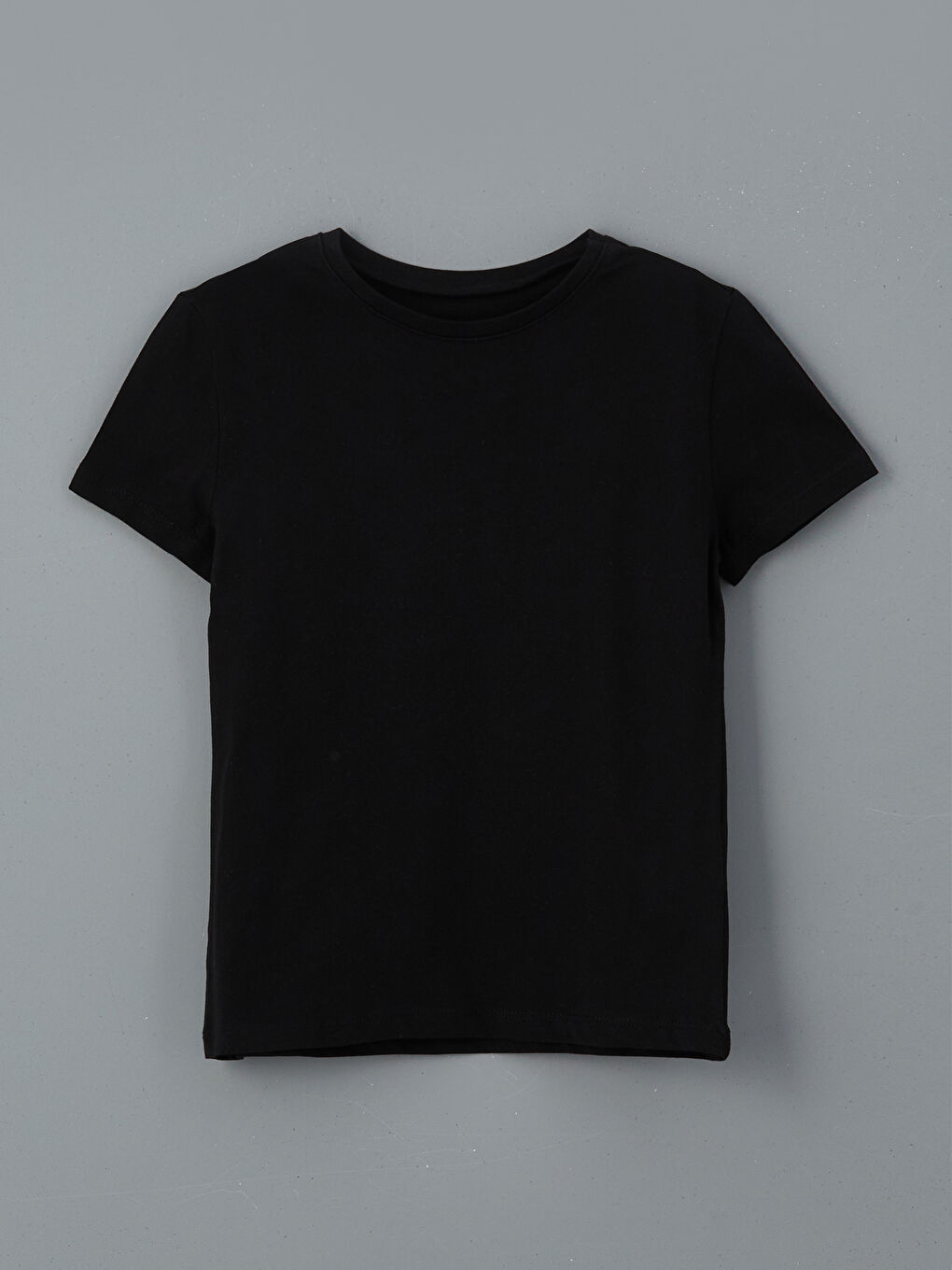 Siyah Bisiklet Yaka Basic Kız Çocuk Tişört