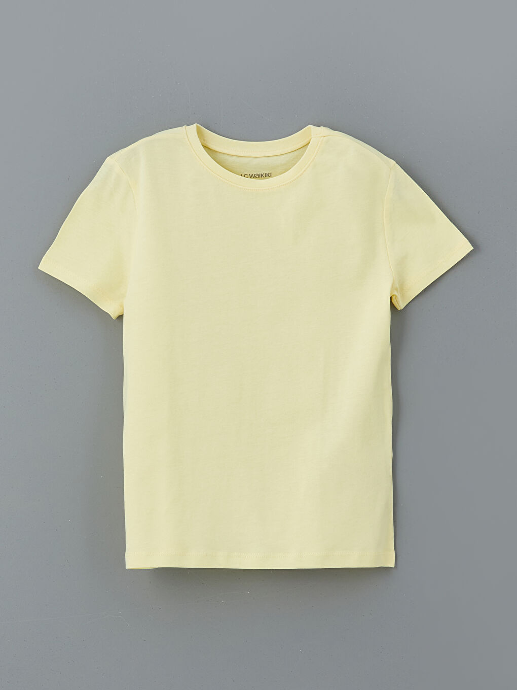 Sarı Bisiklet Yaka Basic Kız Çocuk Tişört