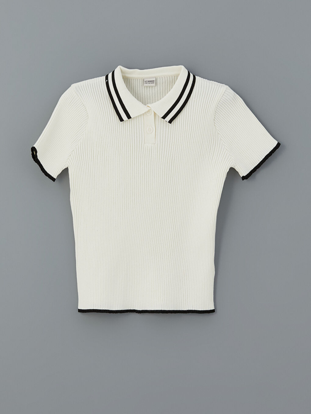LCW Kids Ekru Polo Yaka Kız Çocuk Triko Kazak - 2