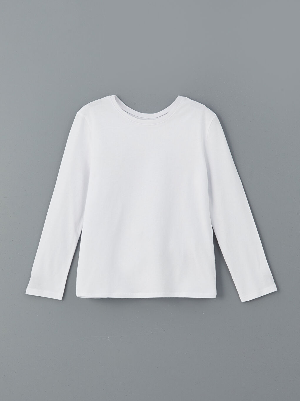 Beyaz Bisiklet Yaka Basic Kız Çocuk Tişört