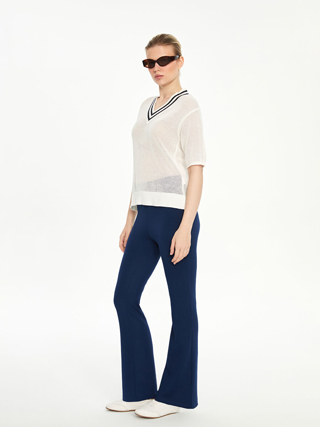 Elastic Waist Straight Flared Women's Leggings Trousers -S5O775Z8-R4J
