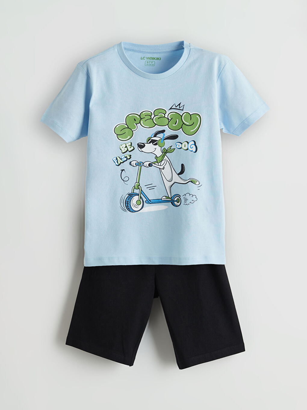 Crew Neck Boys' Shorts Pyjama Set -S5O777Z4-FMR
