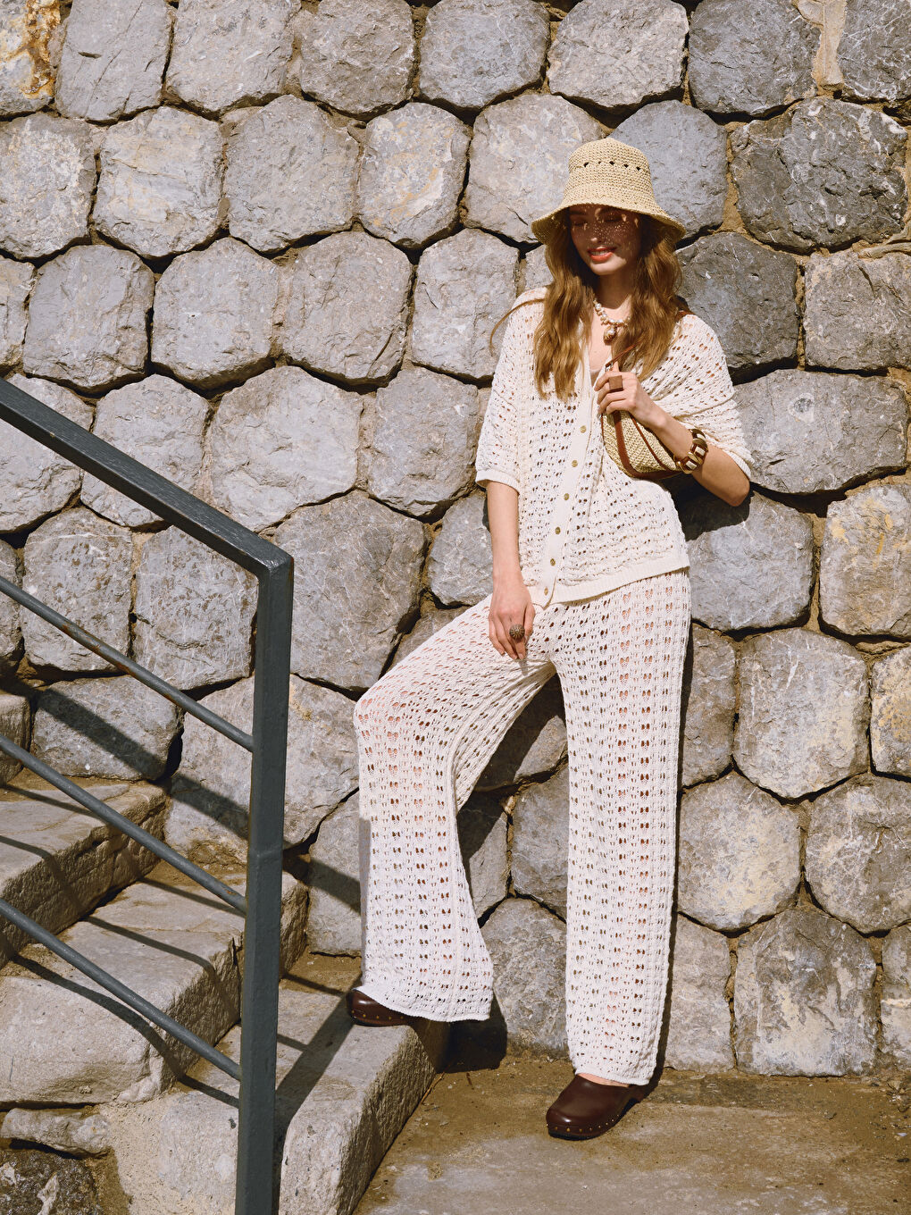 XSIDE Elasticated Waist Hole-Knitted Women's Trousers -S5O813Z8-YKU