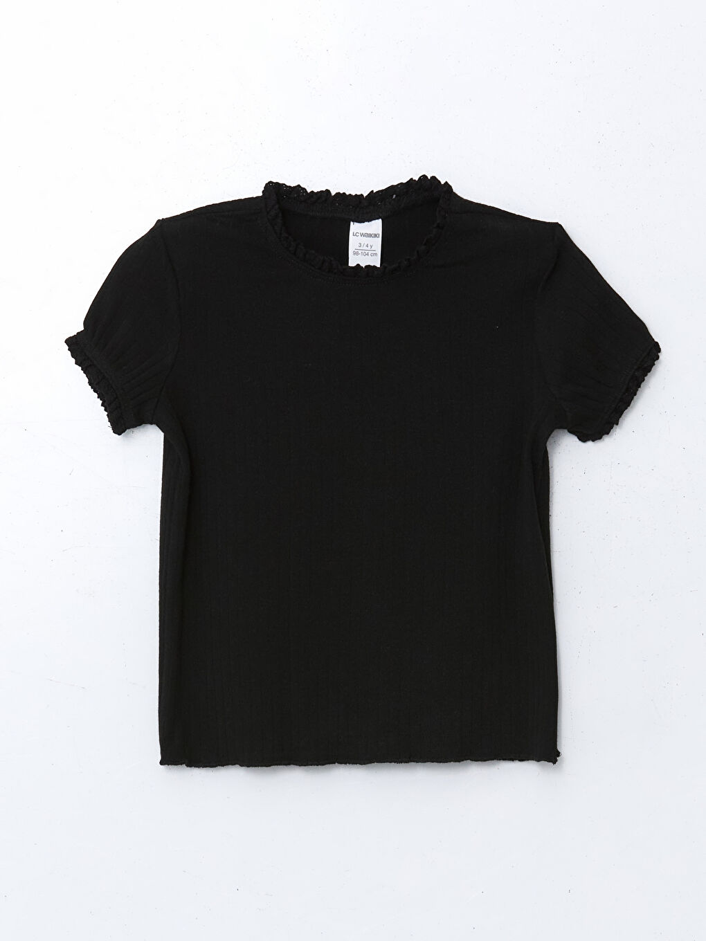 Siyah Bisiklet Yaka Basic Kız Bebek Tişört