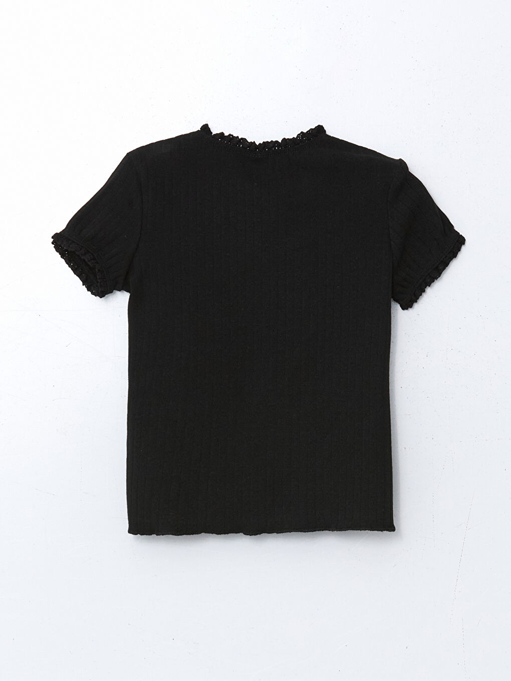 Siyah Bisiklet Yaka Basic Kız Bebek Tişört-1