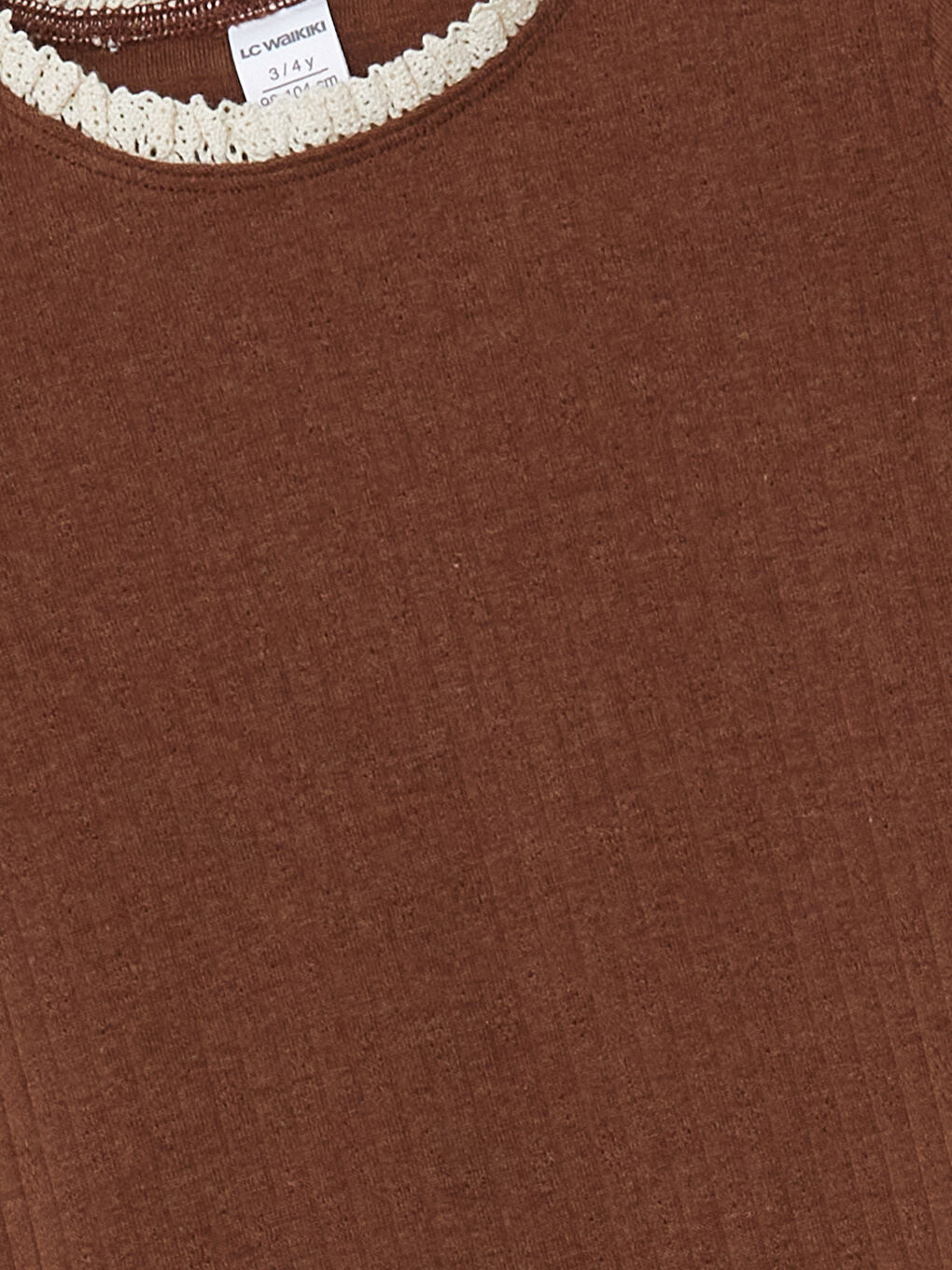 Kahverengi Bisiklet Yaka Basic Kız Bebek Tişört-2