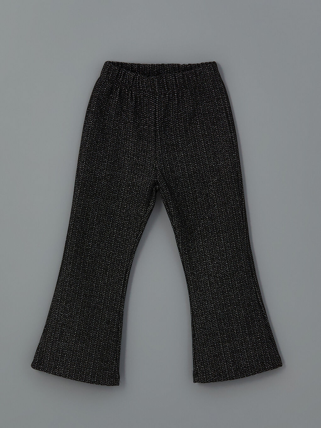 Siyah Beli Lastikli Kız Çocuk İspanyol Paça Tayt