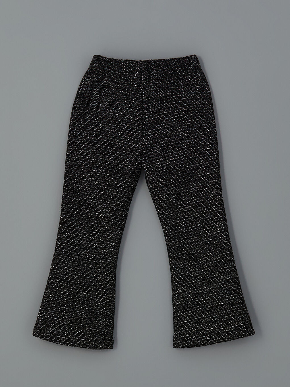 Siyah Beli Lastikli Kız Çocuk İspanyol Paça Tayt-1