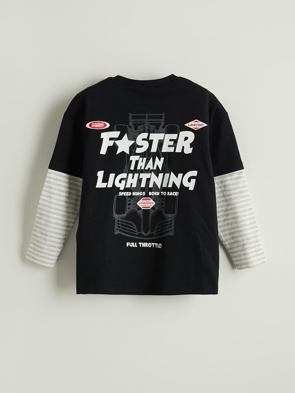 Siyah Bisiklet Yaka Yazı Baskılı Erkek Çocuk Tişört-2