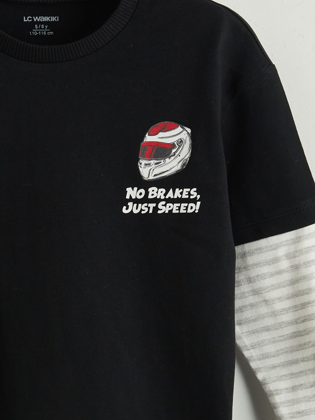 Siyah Bisiklet Yaka Yazı Baskılı Erkek Çocuk Tişört-3