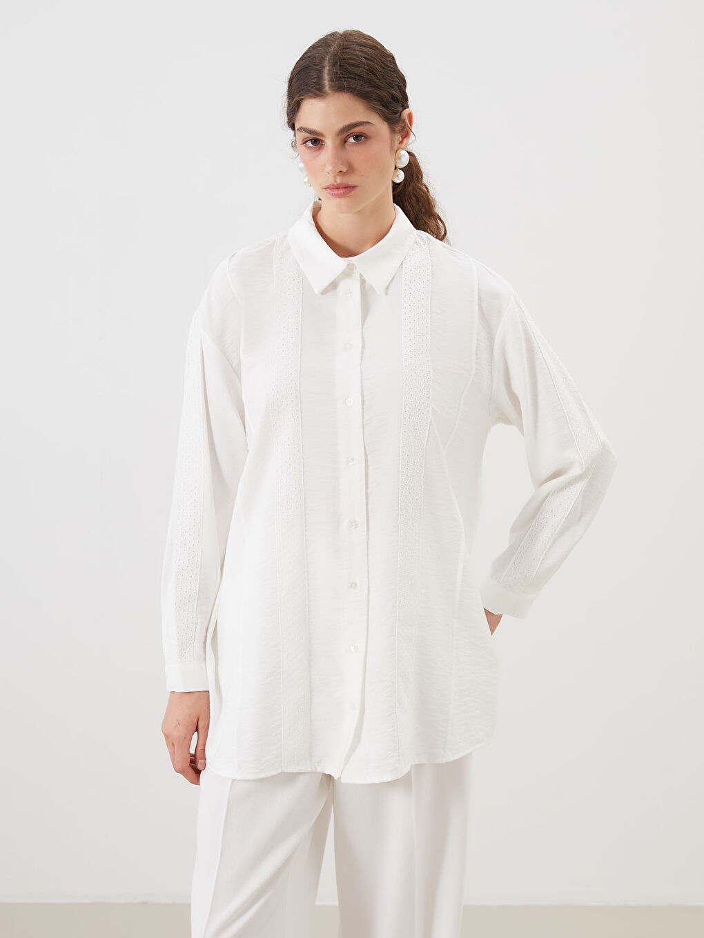 LCW Modest Woman ECRU Shirt Tunic -S5O842Z8-EEW
