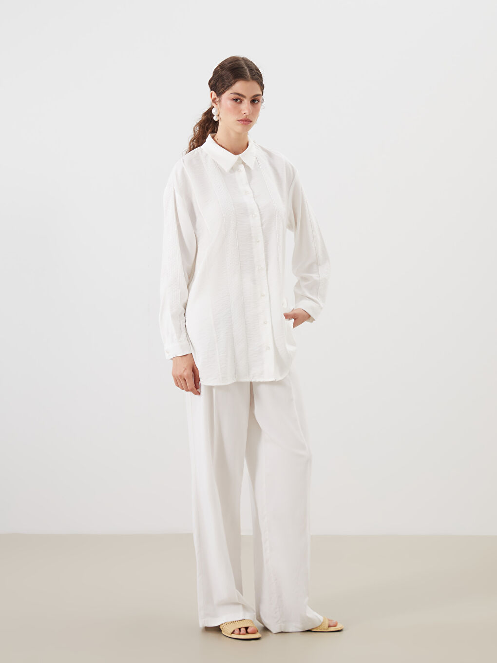LCW Modest Woman ECRU Shirt Tunic -S5O842Z8-EEW