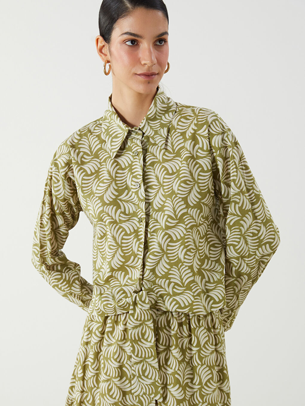 Patterned Women's Shirt -S5O846Z8-LRK