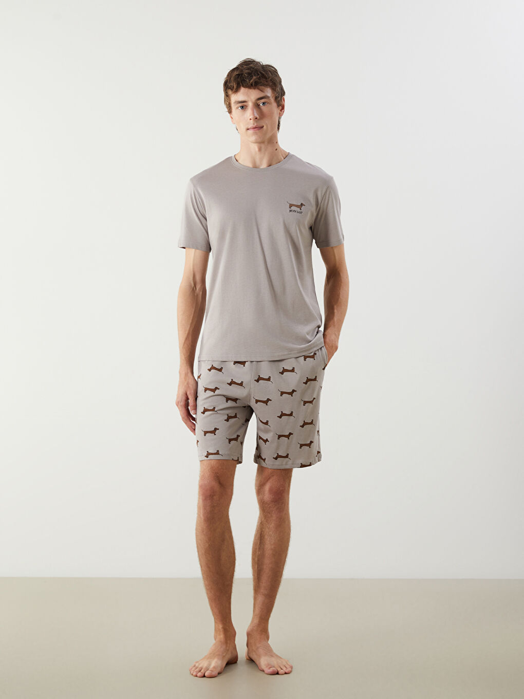 Regular Fit Men's Short Pyjama Set -S5O859Z8-LQB