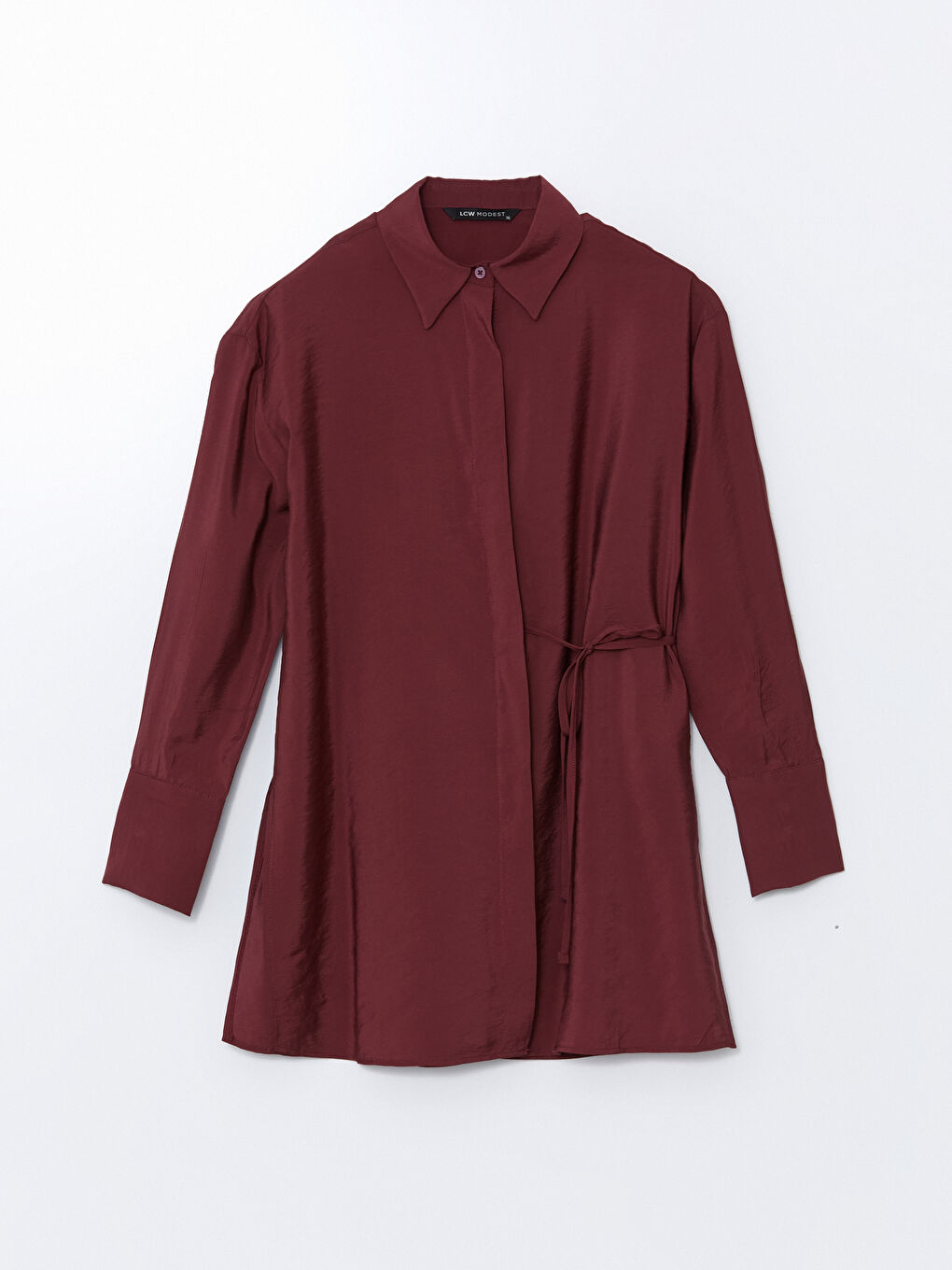 LCW Modest Bordo Modal Karışımlı Oversize Kadın Gömlek Tunik - 4