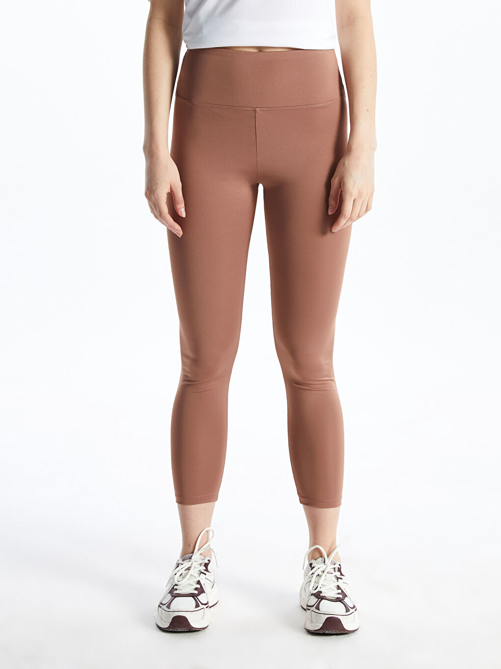 KOOR Pembe Beli Lastikli Kadın Spor Tayt - 1