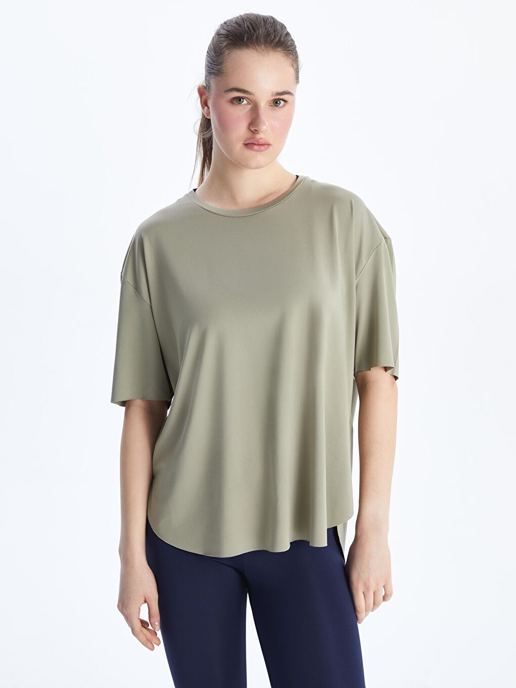 Lacivert Beli Lastikli Kadın Spor Tayt