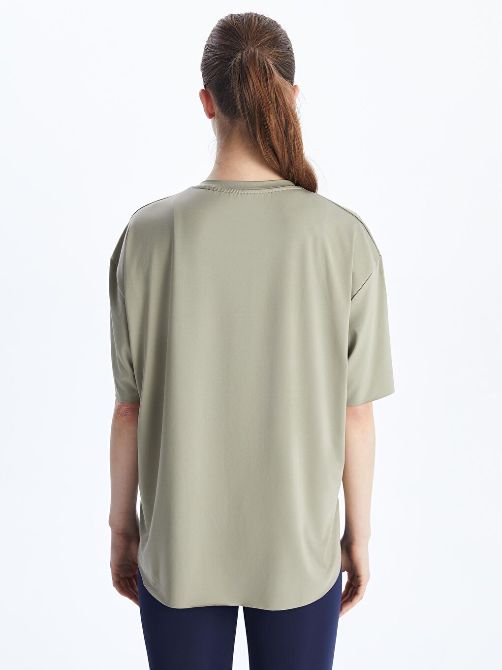 Lacivert Beli Lastikli Kadın Spor Tayt-3