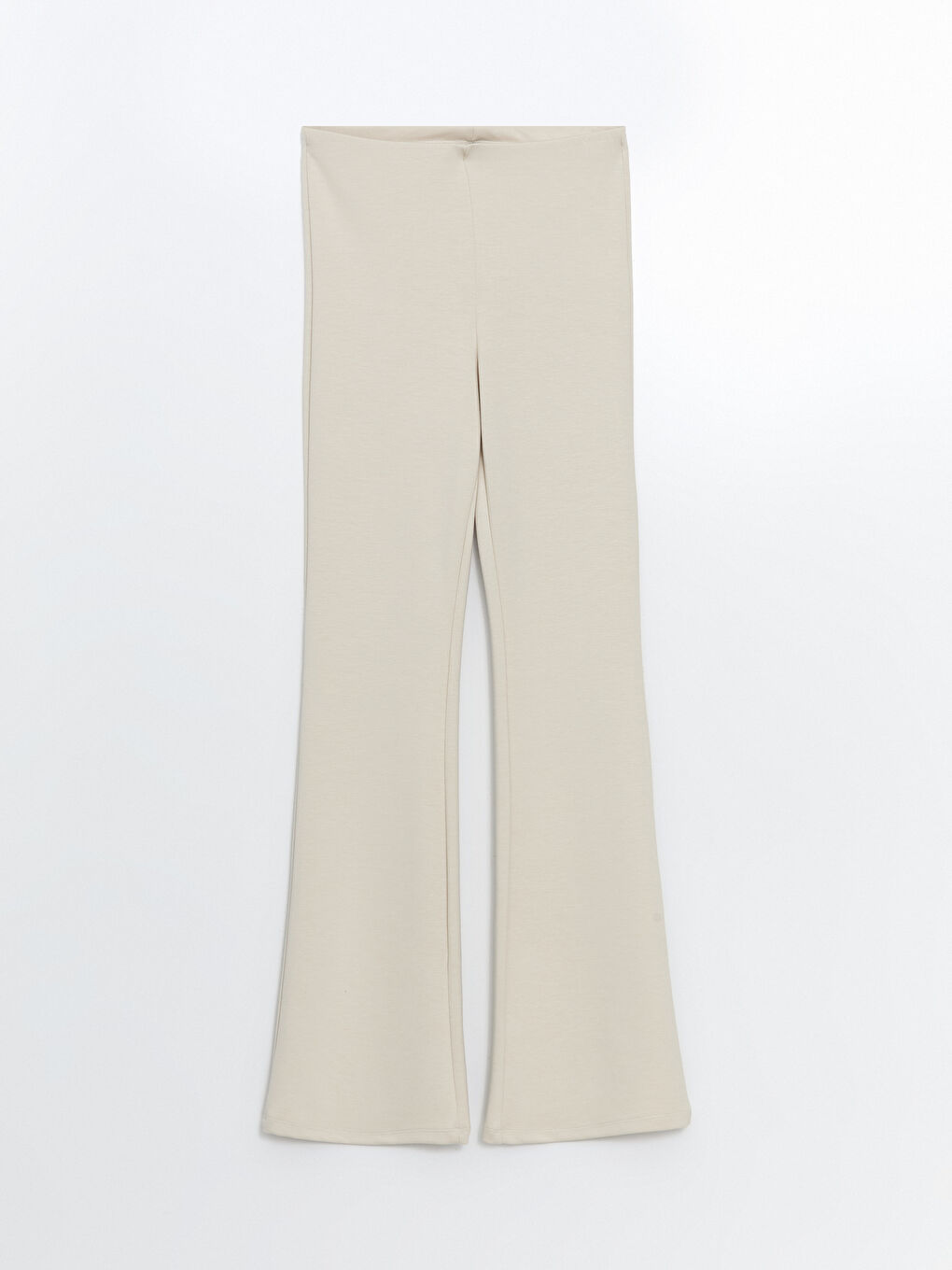 Bej Beli Lastikli İspanyol Paça Kadın Tayt Pantolon-4