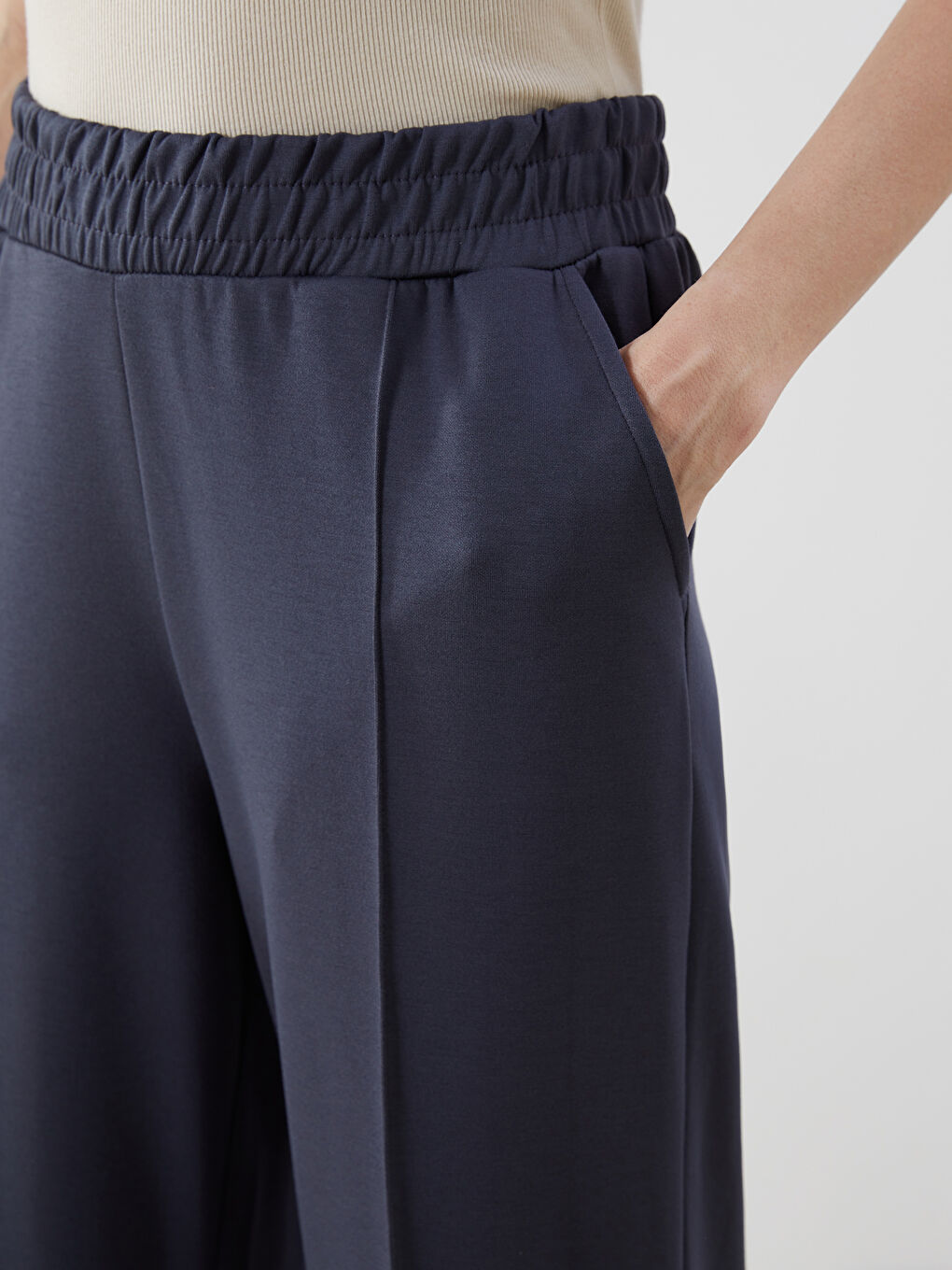 Antrasit Beli Lastikli Kadın Eşofman Altı-2