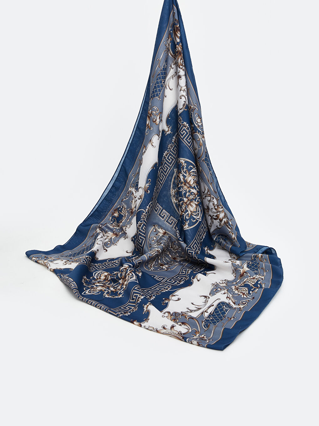 Lacivert Desenli Kadın Şal
