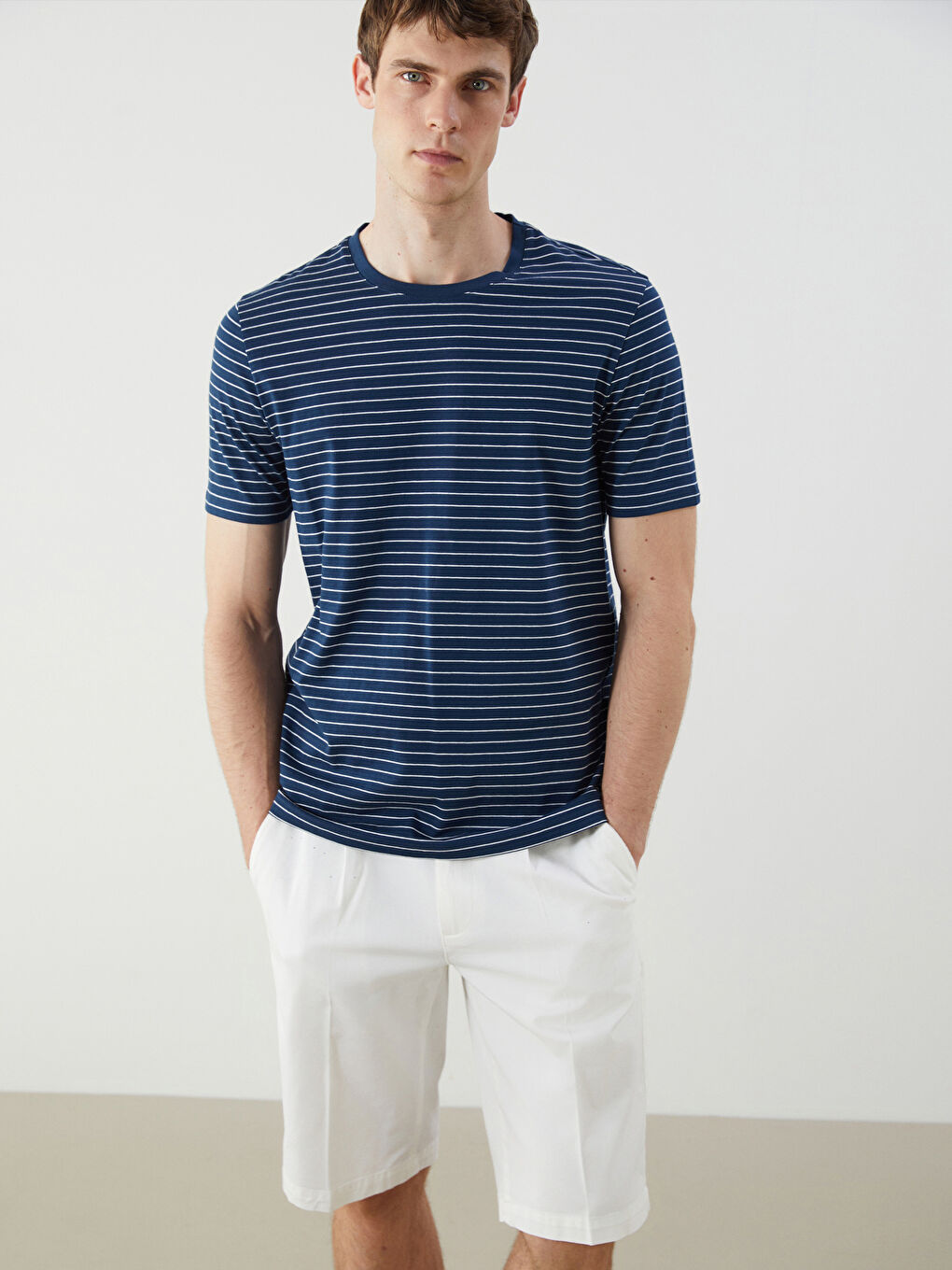 SOUTHBLUE Crew Neck Striped Men's T-Shirt -S5O941Z8-ZP9