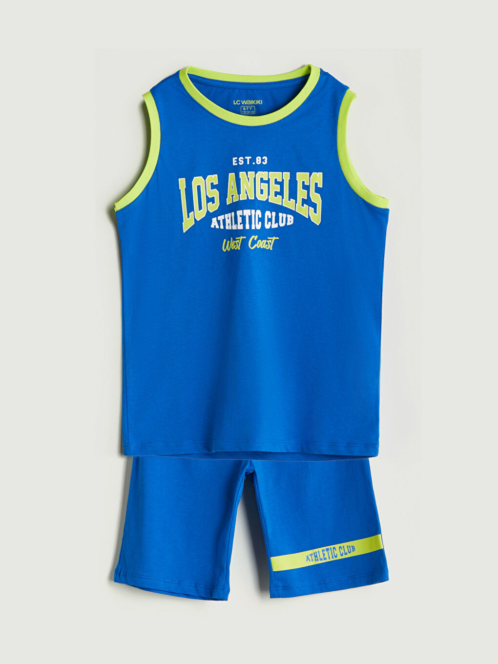 Crew Neck Los Angeles Printed Boys' Shortie Pyjama Set