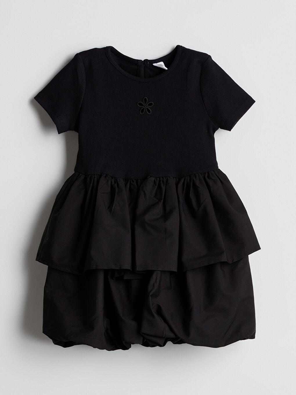 Crew Neck Girls' Ribbed Fabric Dress -S5O980Z1-CVL