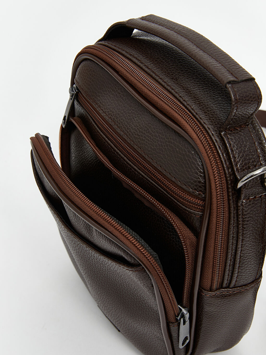 Kahverengi Deri Görünümlü Erkek Omuz Çantası-2