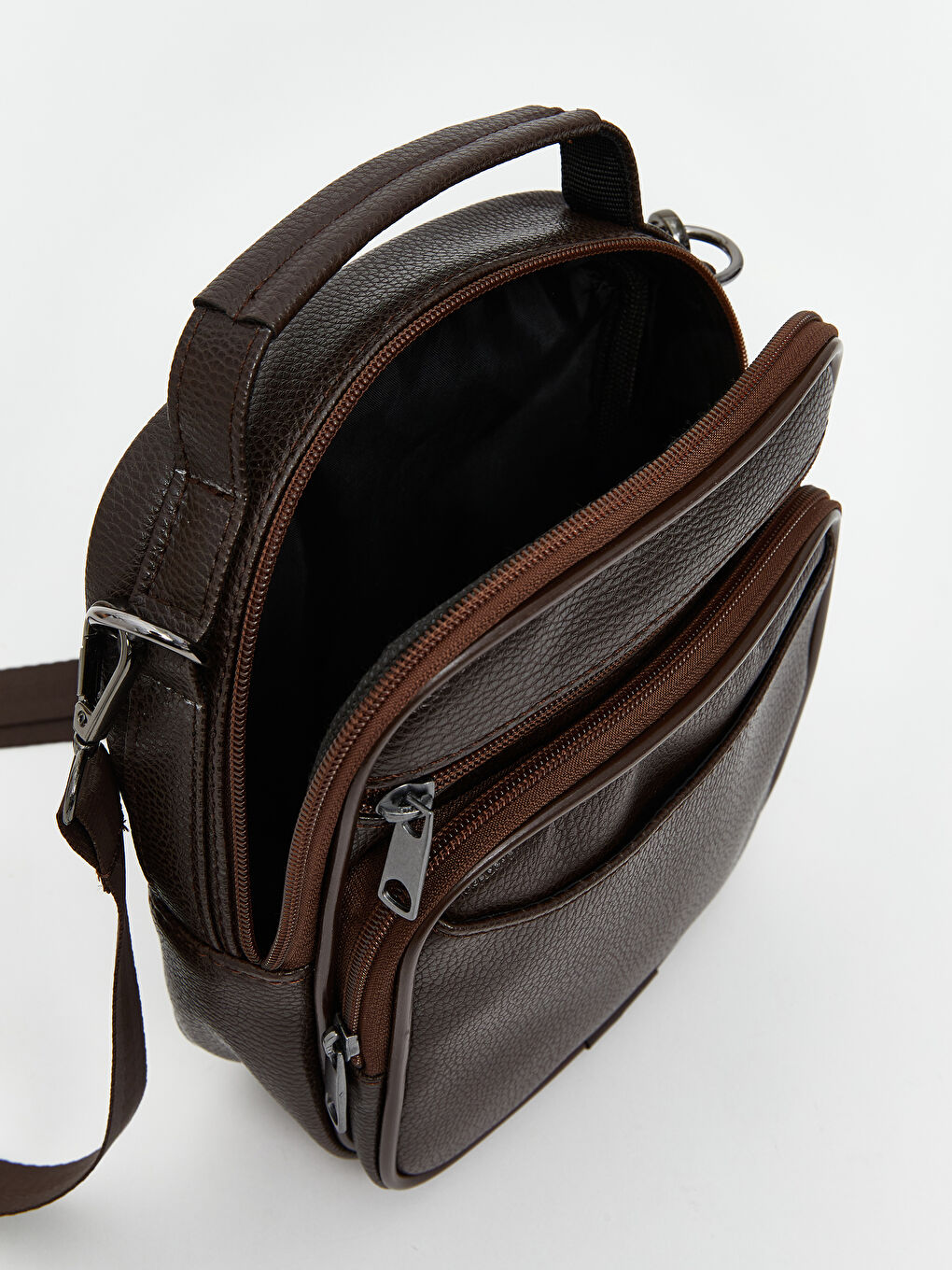 Kahverengi Deri Görünümlü Erkek Omuz Çantası-3