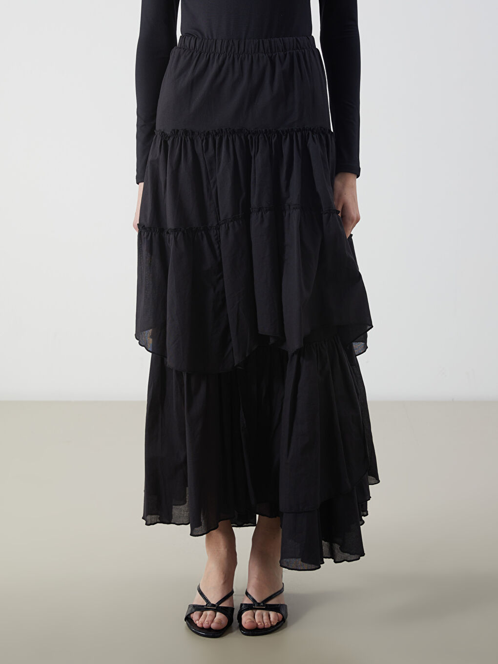 Siyah Beli Lastikli Katkat Etek-1