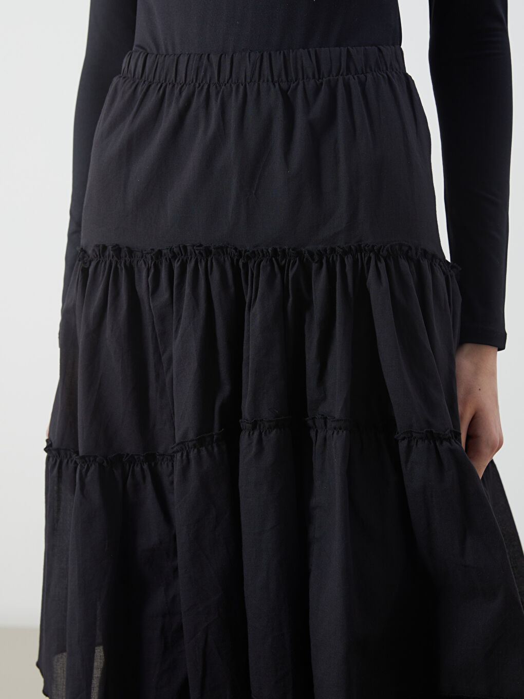 Siyah Beli Lastikli Katkat Etek-2