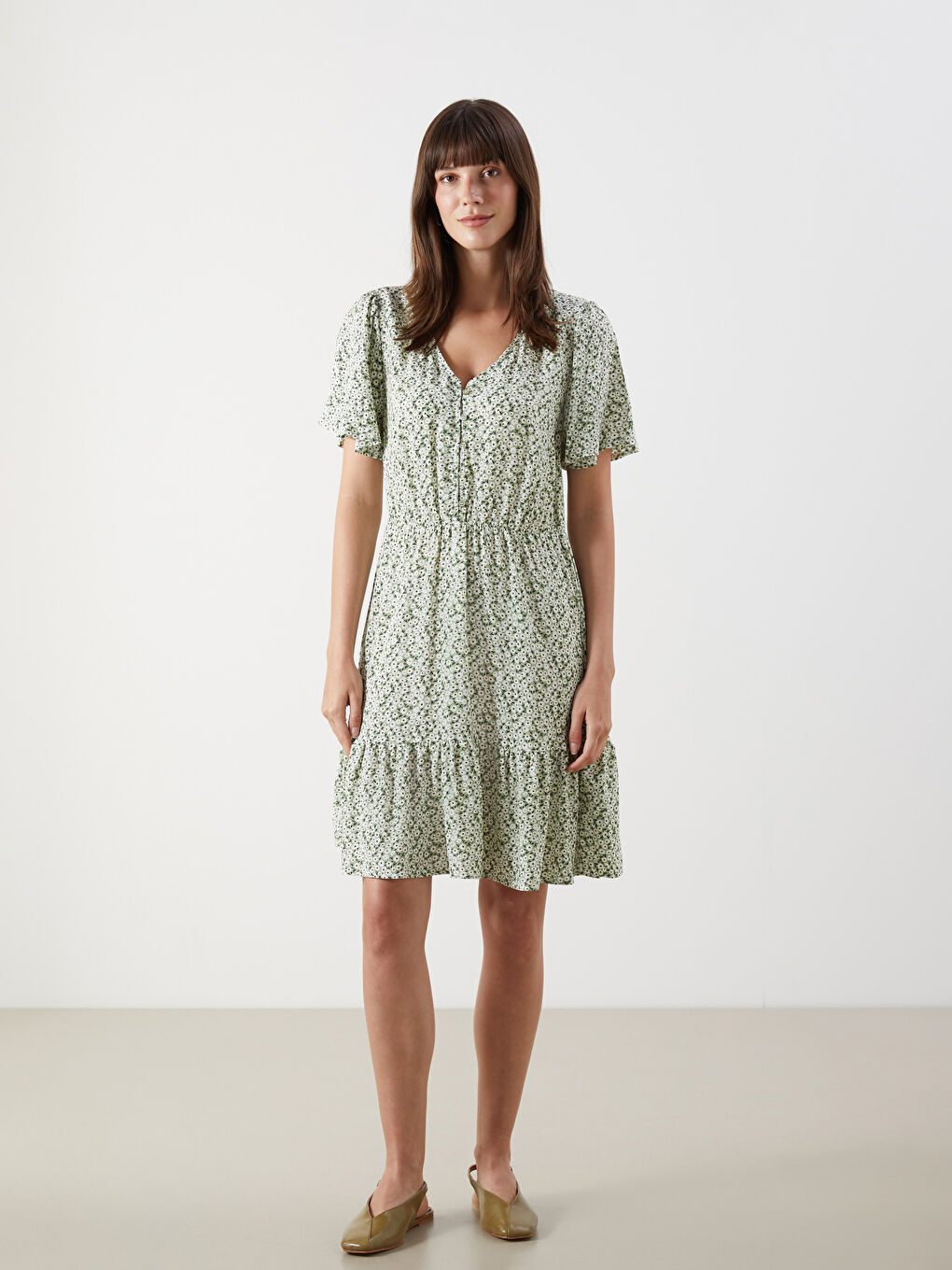 V-Neck Floral Mini Dress -S5OA37Z8-LRL