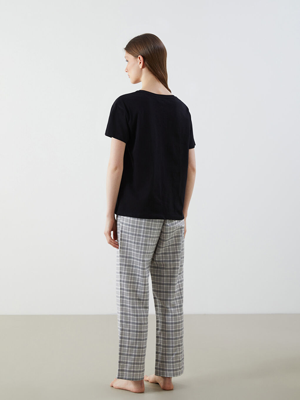 Crew Neck Printed Women's Pajamas Set -S5OA63Z8-LKX