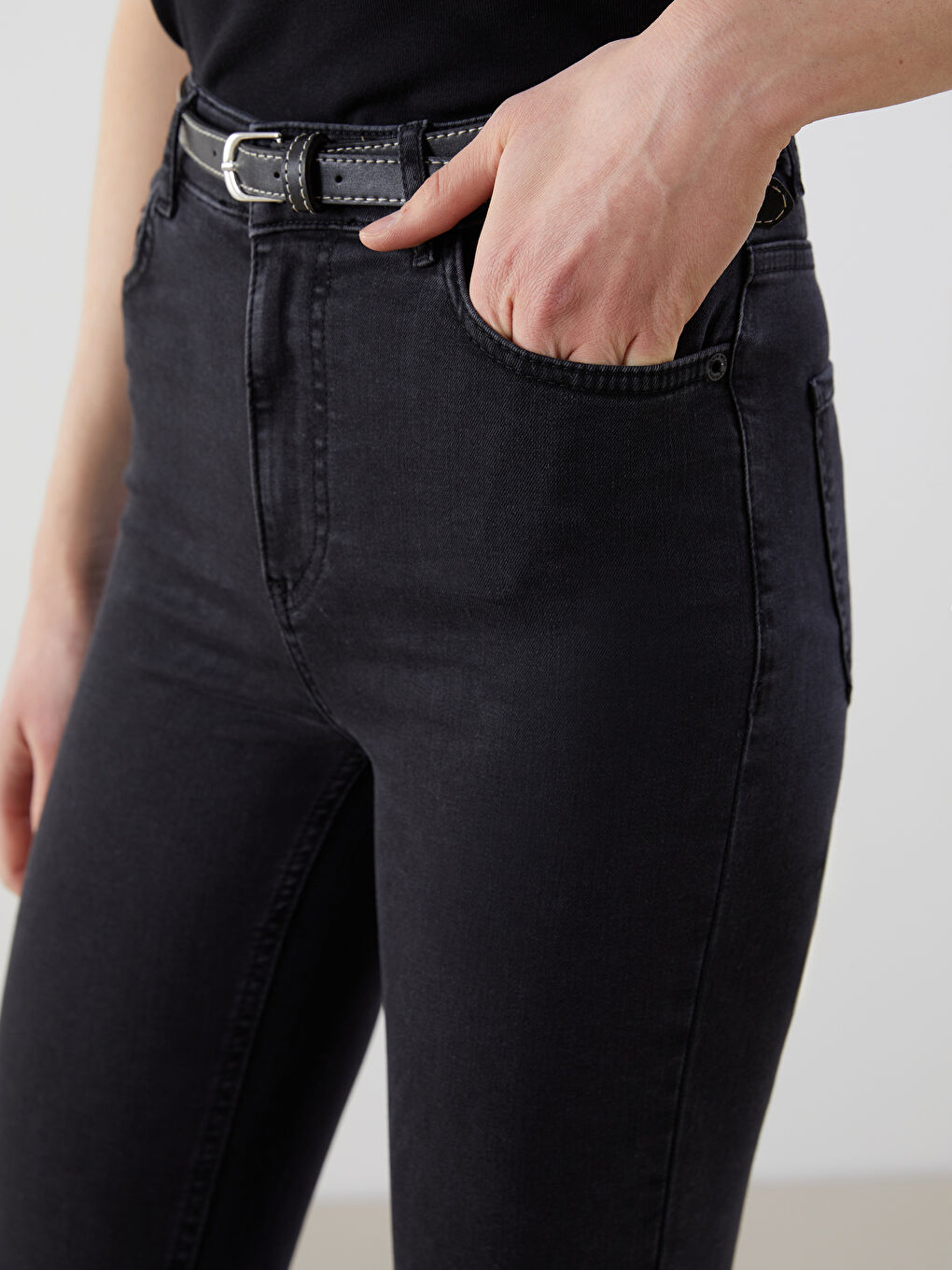 Siyah Beli Kemerli Jüpiter Süper Skinny Fit Kadın Jean Pantolon-2