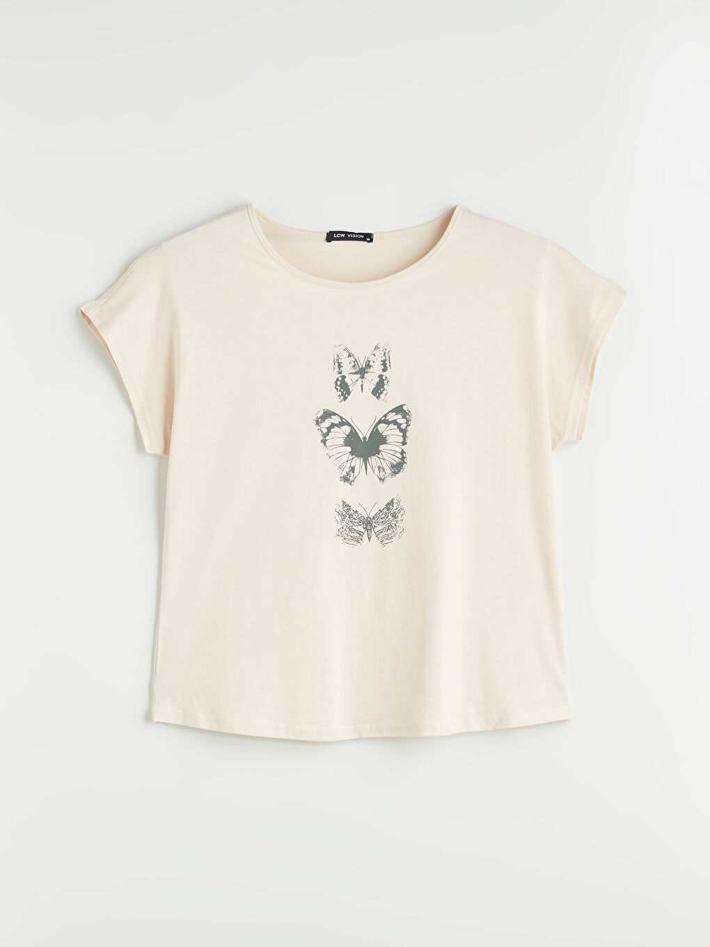 Crew Neck Butterfly Printed Women's T-Shirt-4