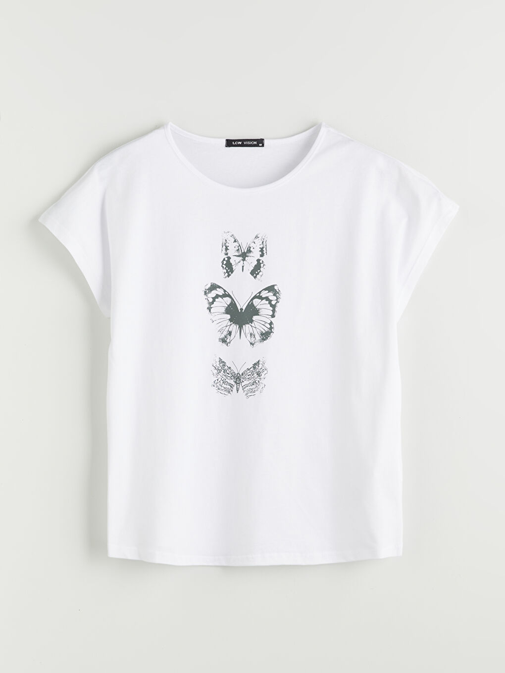 Crew Neck Butterfly Printed Women's T-Shirt-4