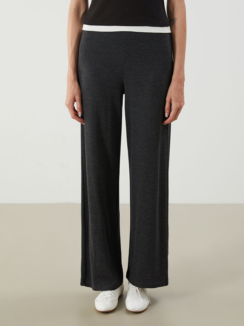 پانتۆڵ تریكۆ کەمەر لاستیک پانتۆڵ فراوان بۆ ژنان-1