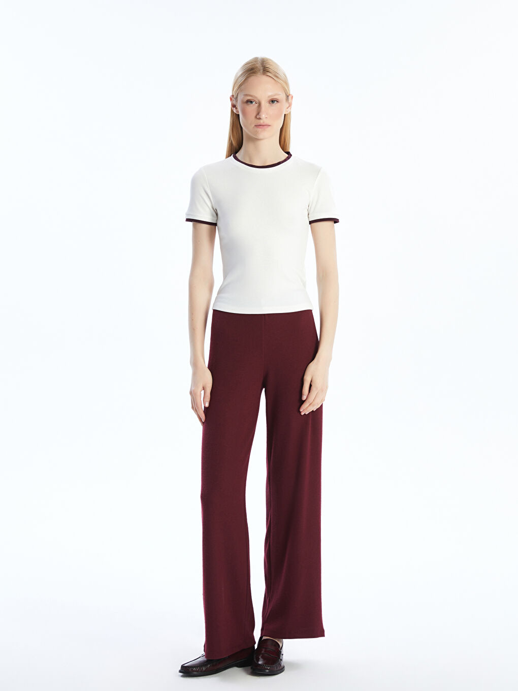 Elastic Waist Wide Leg Women's Knitwear Trousers -S5OA93Z8-D6U
