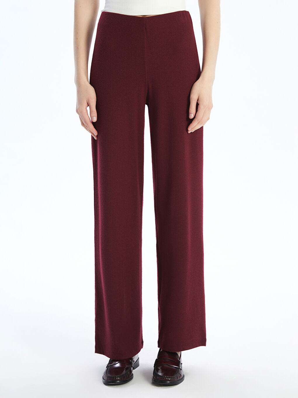 Elastic Waist Wide Leg Women's Knitwear Trousers -S5OA93Z8-D6U