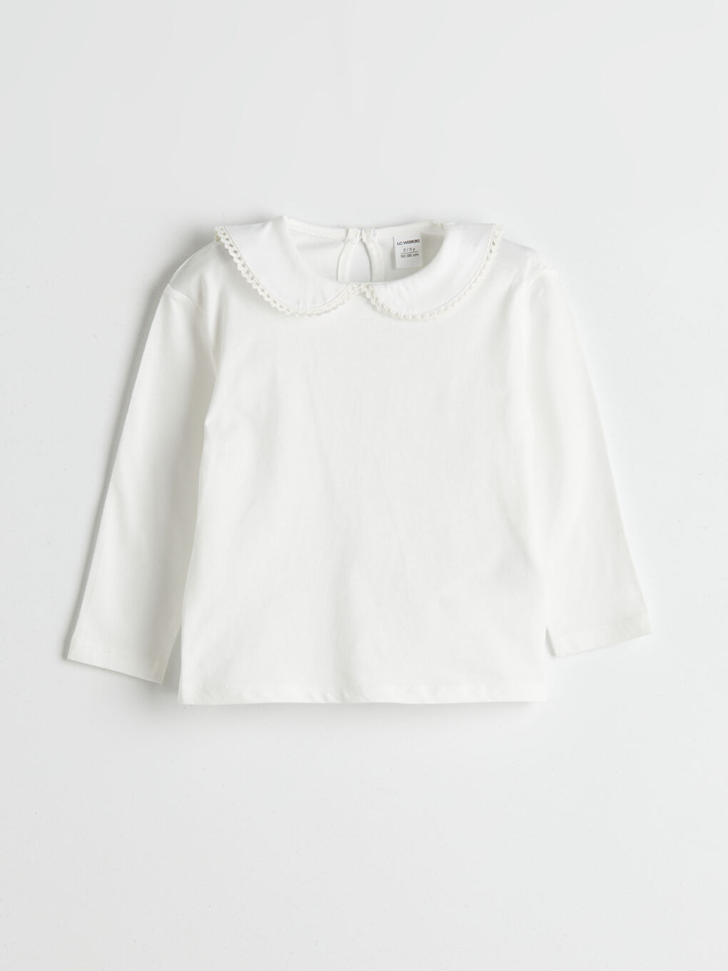 Ekru Bebe Yaka Basic Kız Çocuk Tişört