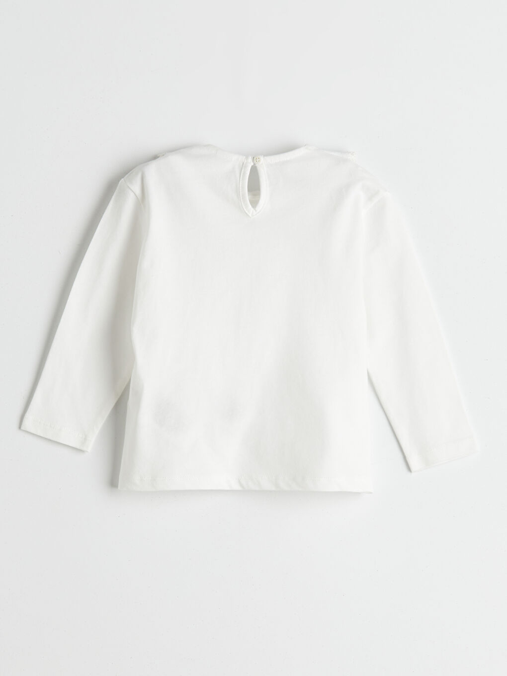 Ekru Bebe Yaka Basic Kız Çocuk Tişört-1