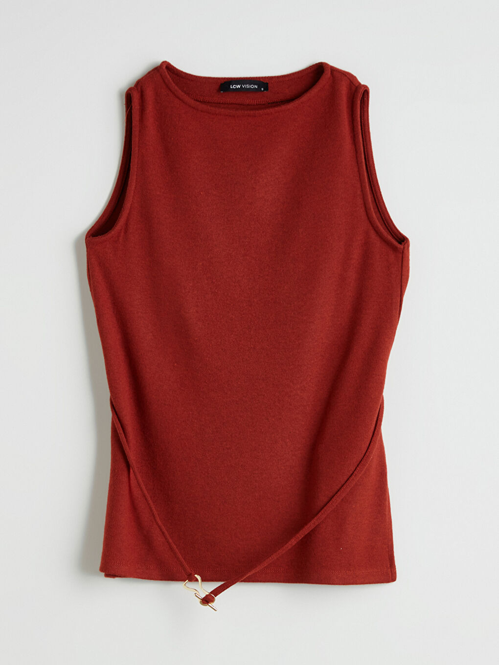 Kahverengi Bisiklet Yaka Kadın Triko Atlet-4