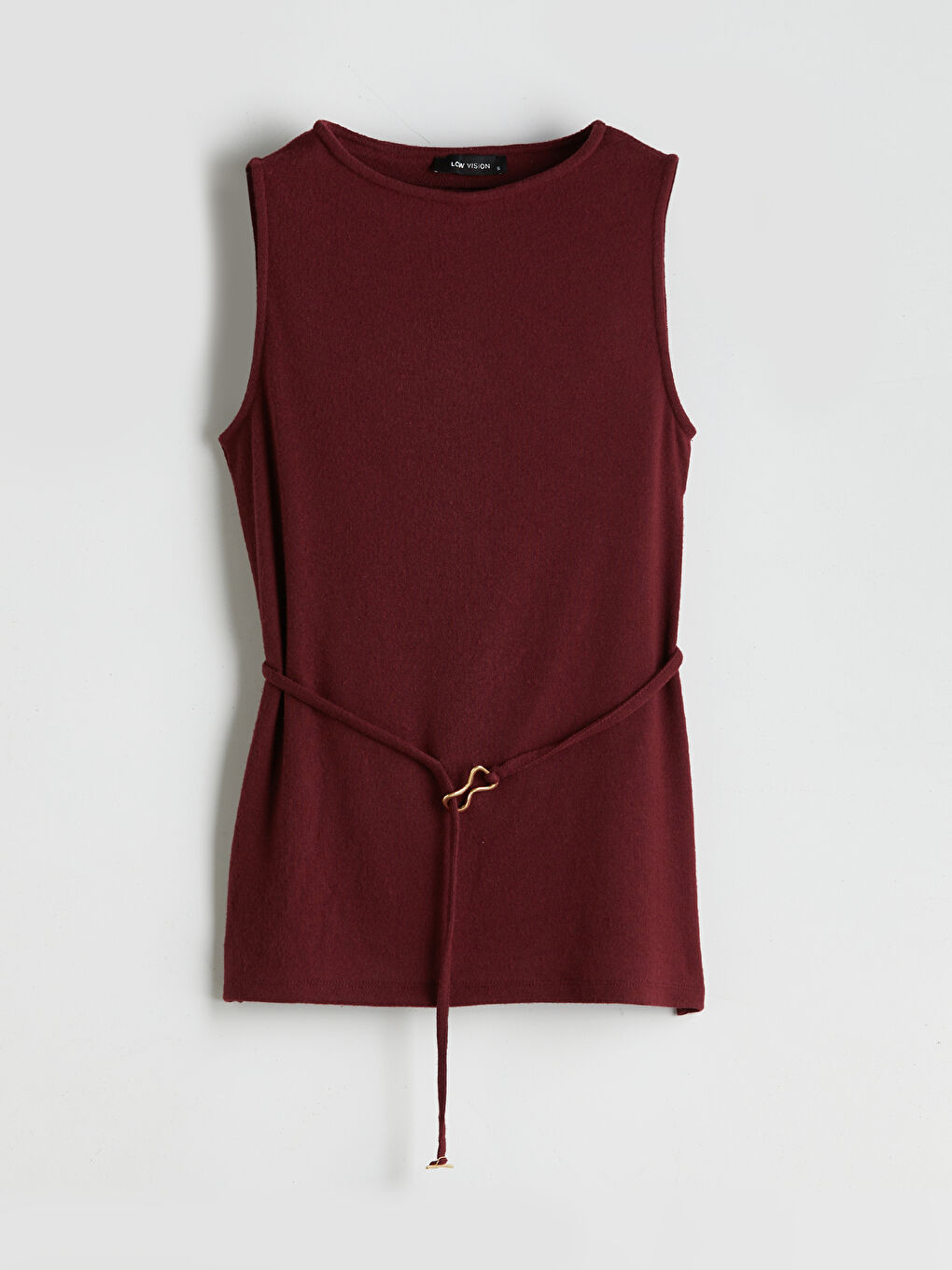 Bordo Bisiklet Yaka Kadın Triko Atlet-4